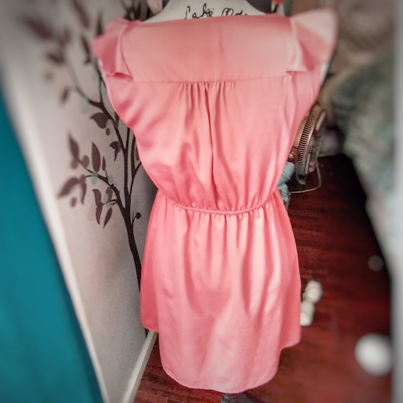 Coral Ruffle Collar Mini Dress - Picture 5 of 6